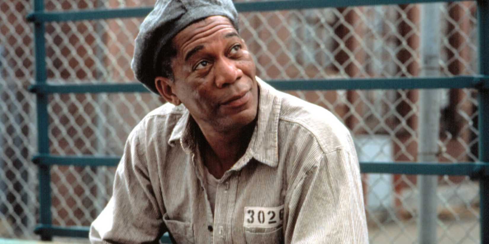 Ellis Boyd looking up in Shawshank Redemption