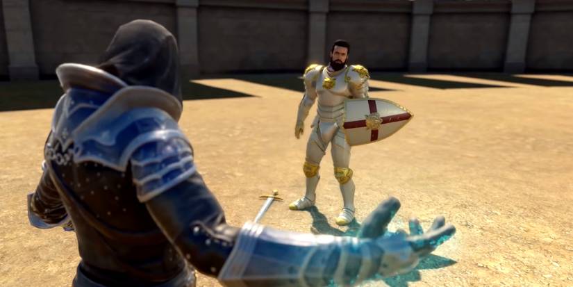 A photo of the in-game battle between Ian and the mysterious hacker in the show Mythic Quest.