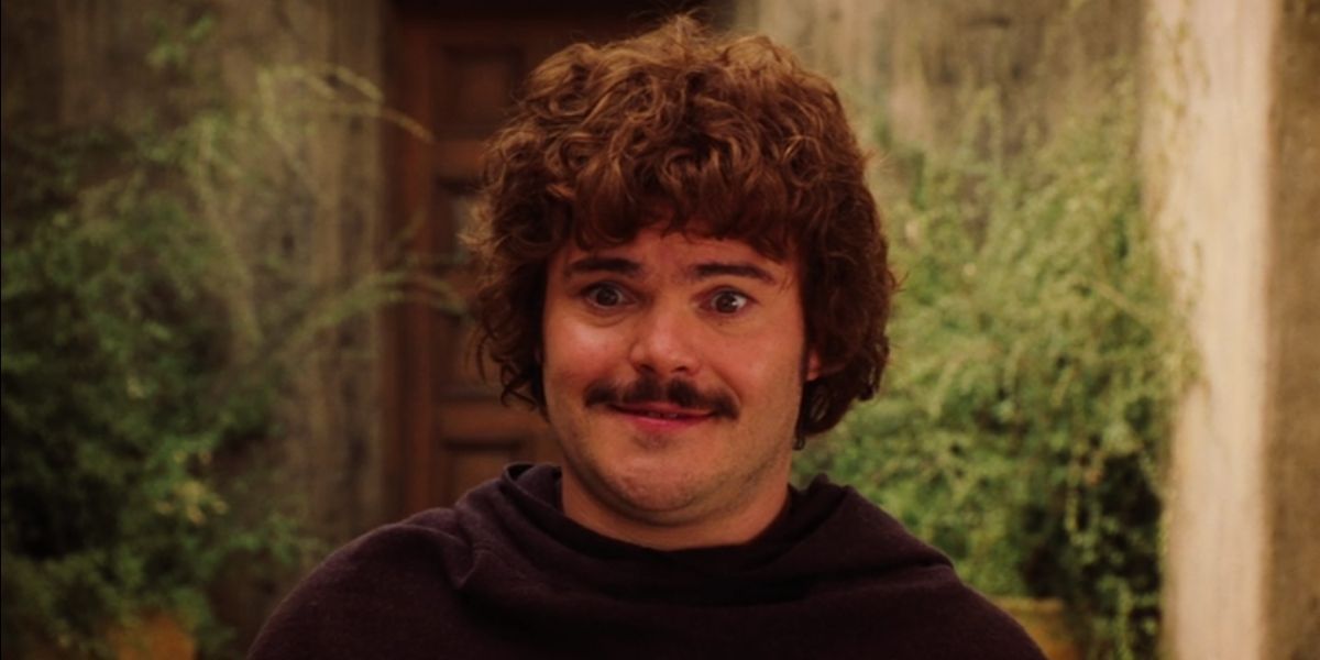 Jack Black with a strange look on his face in the film Nacho Libre.