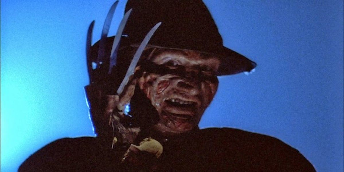 Freddy Krueger shoows off his razor glove in A Nightmare on Elm Street.