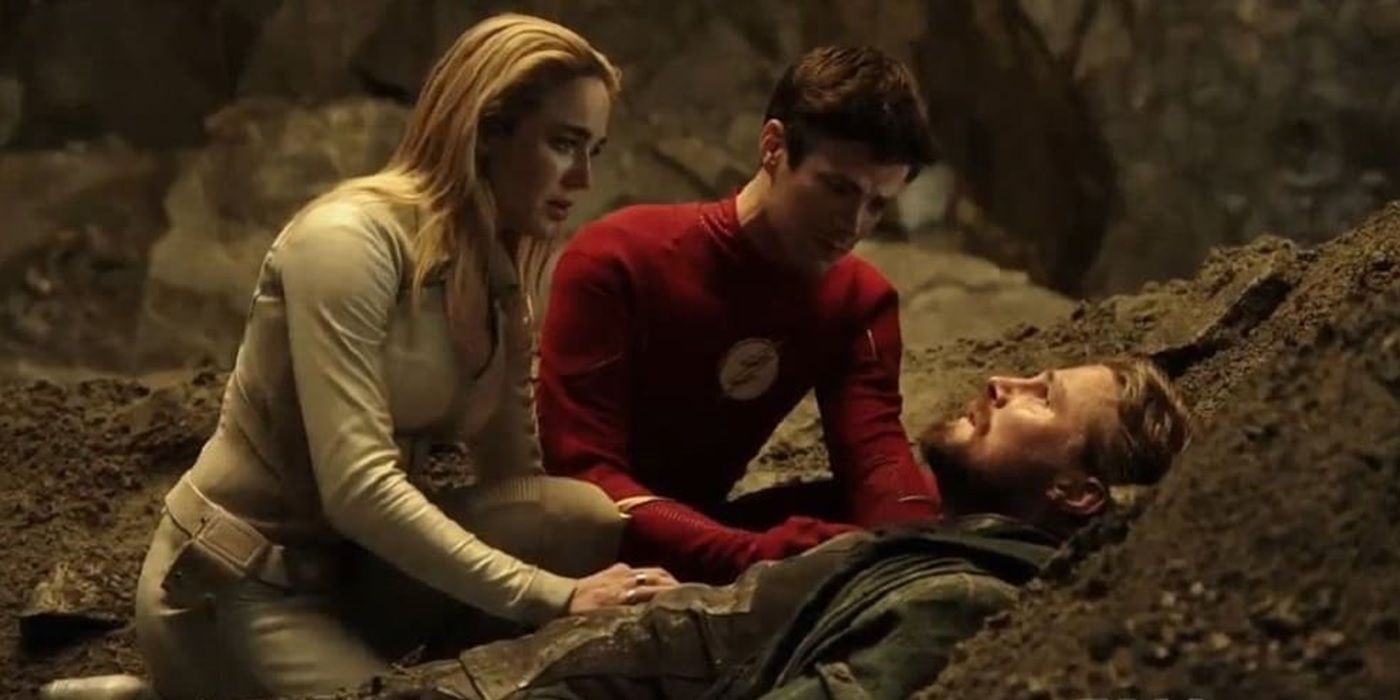 Barry and Sara watch Oliver die