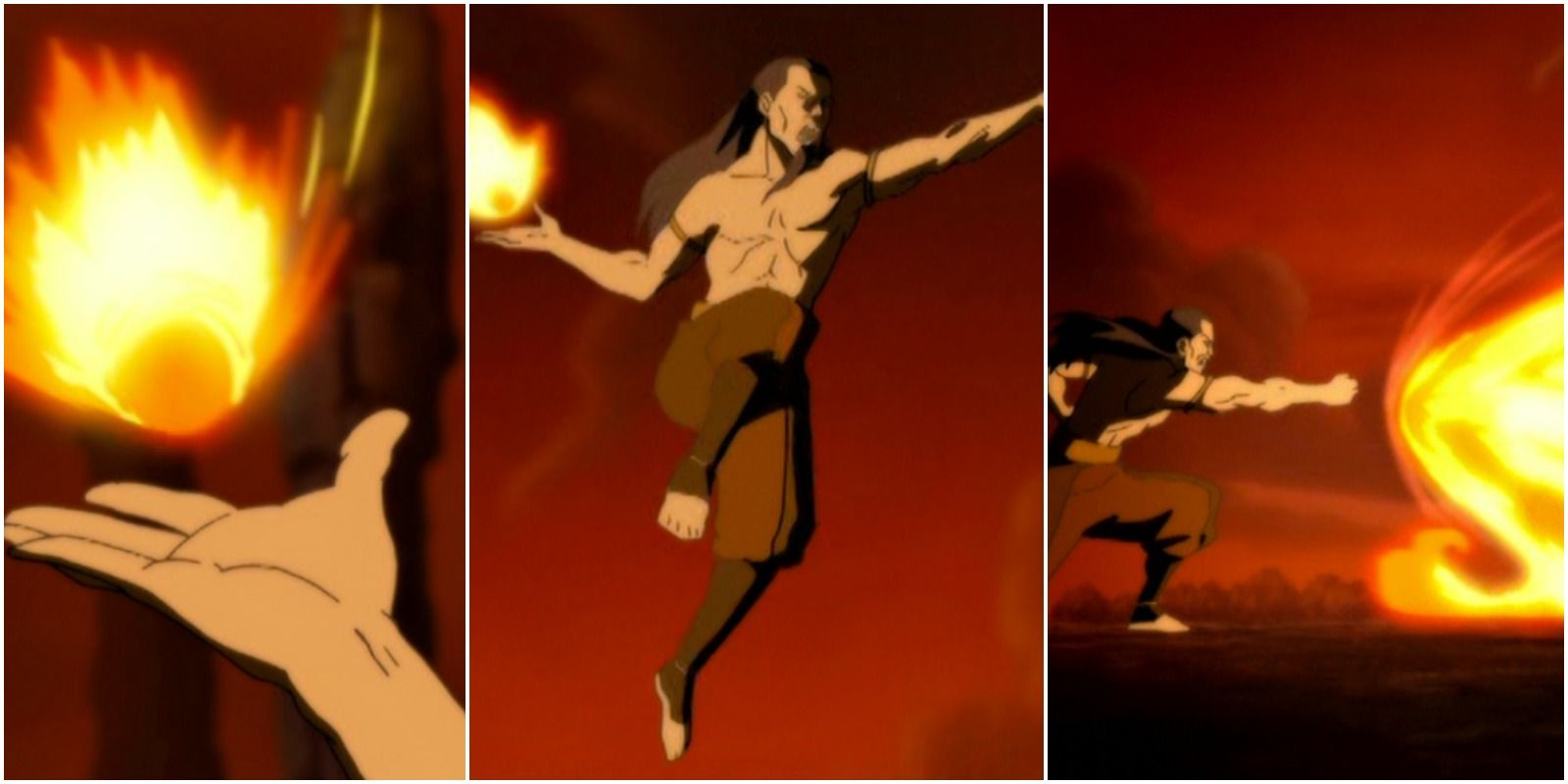 Ozai using firebending in The Last Airbender finale. 