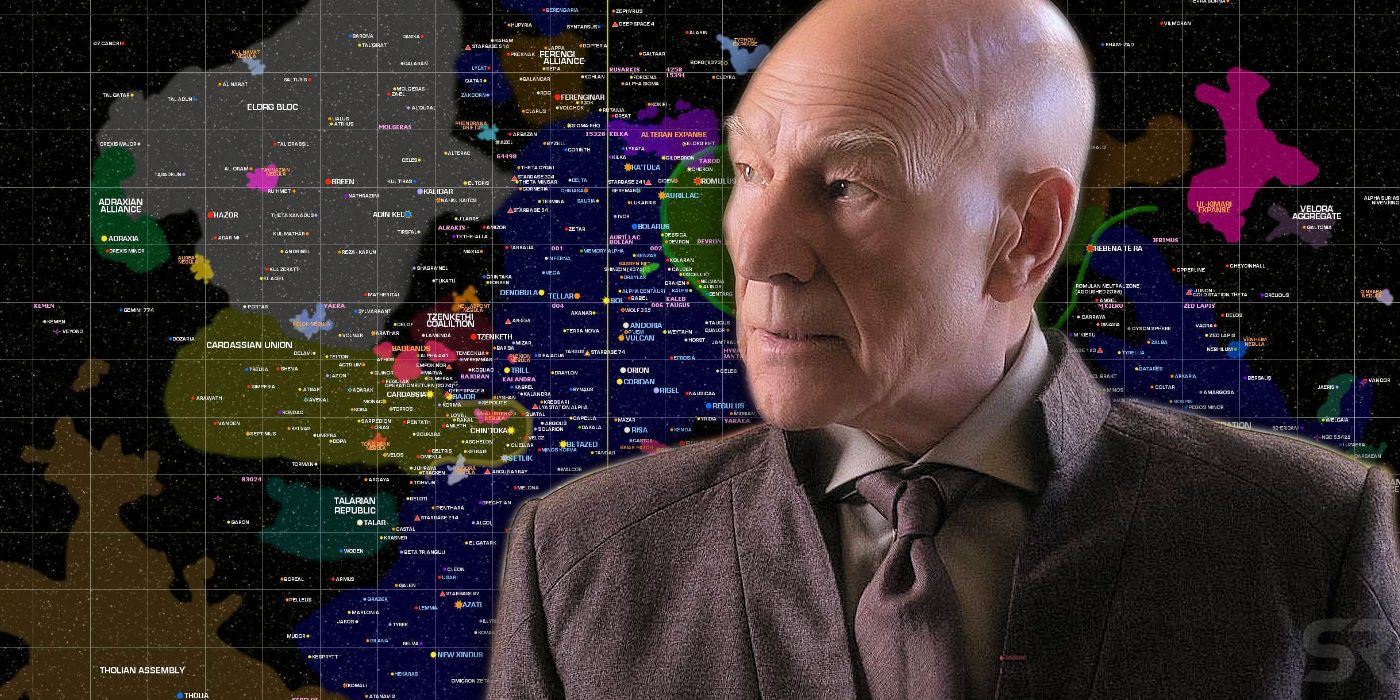 Patrick Stewart as Picard and Star Trek Galaxy Map