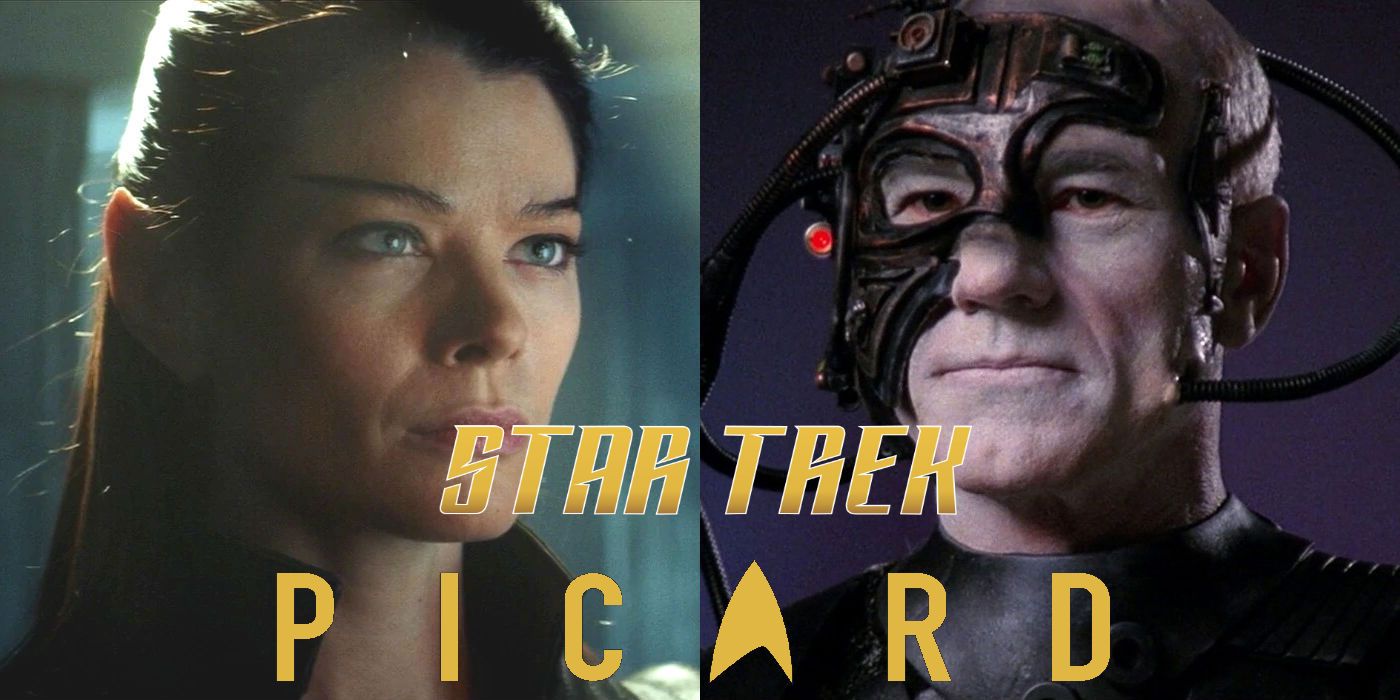 Peyton List as Narissa and Patrick Stewart as Locutus Picard in Star Trek