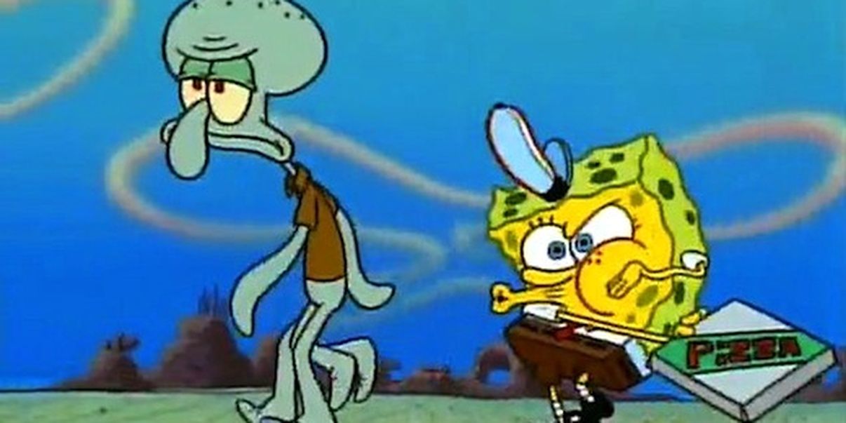SpongeBob beatboxing while he and Squidward walk through the desert in Pizza Delivery of SpongeBob SquarePants