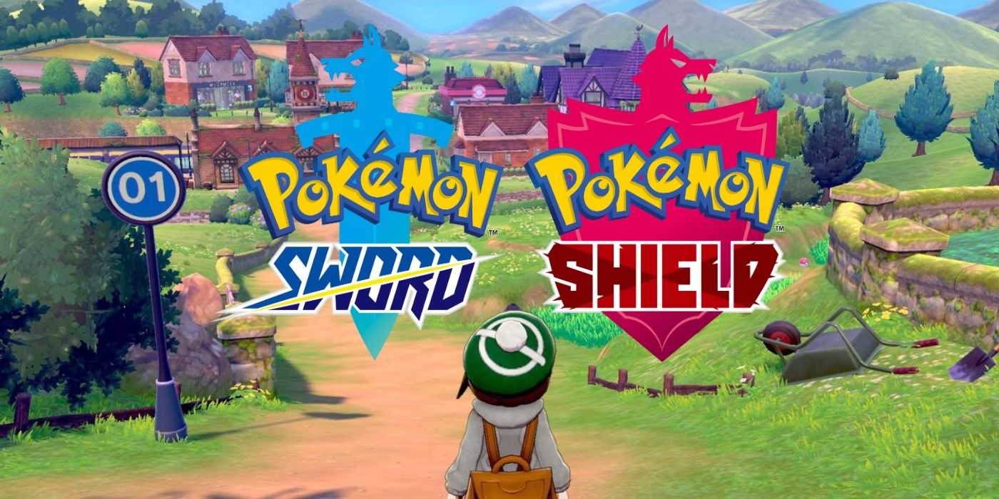 The Pokémon Sword Shield Logos with Gloria in the Galar's Route 1 as background.