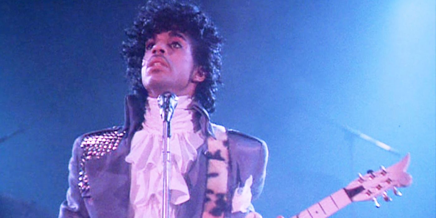 Prince stands centerstage in 1984's Purple Rain.