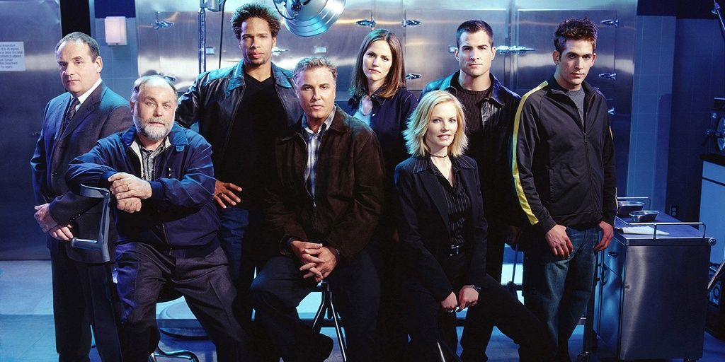 CSI: Crime Scene Investigation promo photo of the team together in the morgue