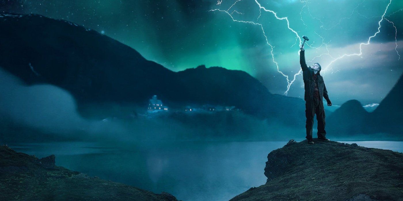 Netflix Ragnarok Magne lifting Thor's hammer
