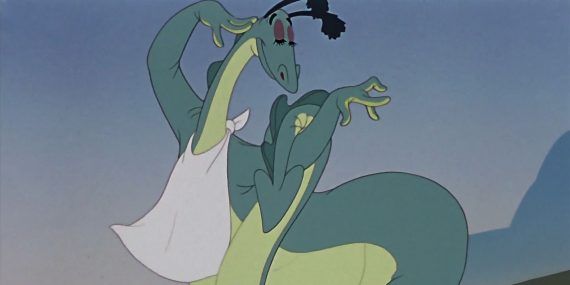 The Reluctant Dragon waving from the Disney film of the same name