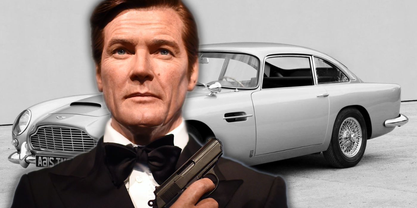 Roger Moore as James Bond and Aston Martin