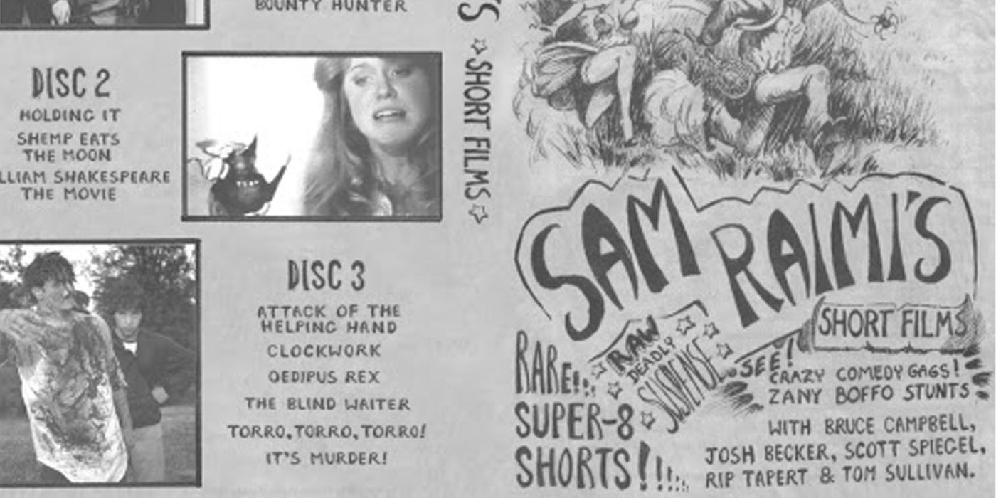 Newspaper style DVD contents for Sam Raimi's short films