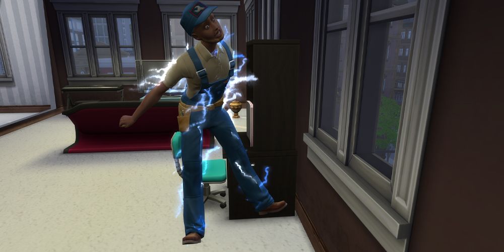 A sim being electrocuted in The Sims 4.
