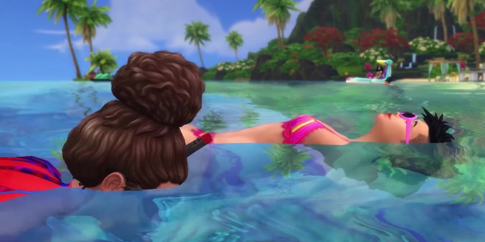 Sims 4 sims in water.