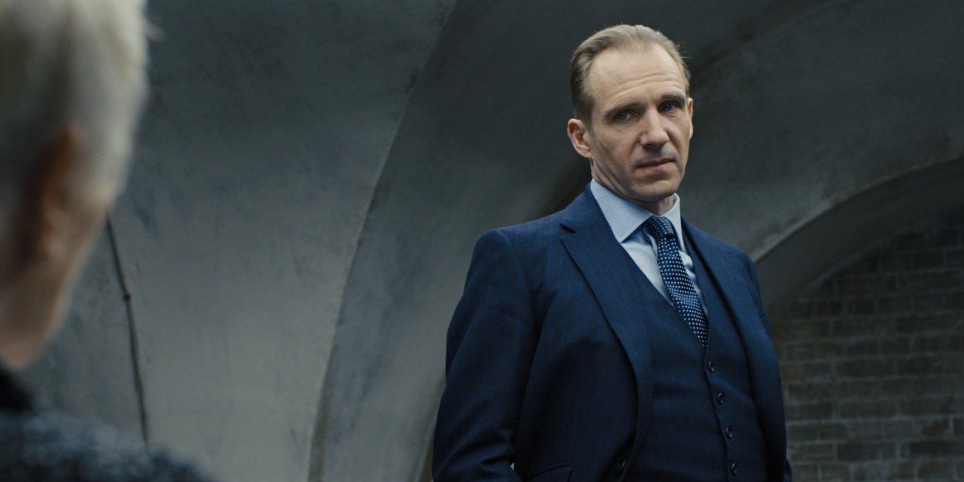 Ralph Fiennes wearing a suit in Skyfall