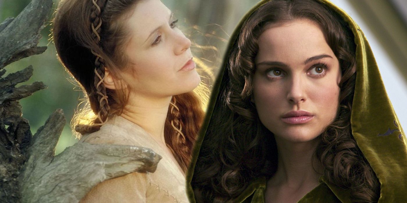 A collage photo of Padme and Leia in Star Wars