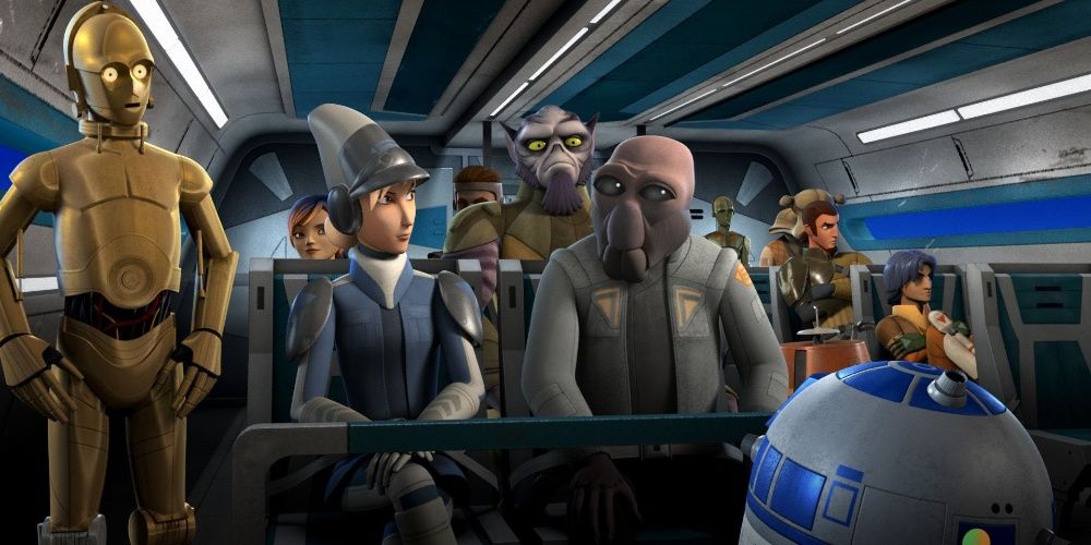 Star Wars Rebels C-3PO and R2-D2 guide an Imperial Senator in Droids In Distress