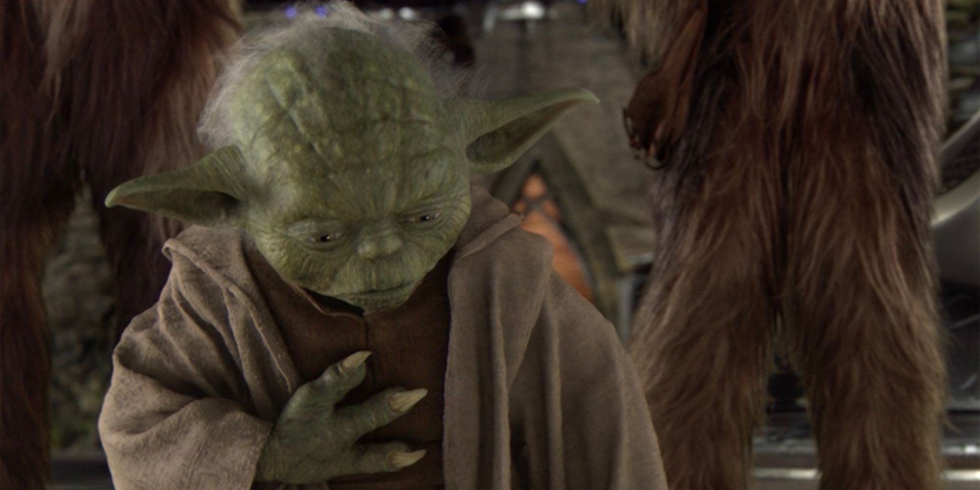 Yoda clutching his heart in Star Wars Revenge of the Sith