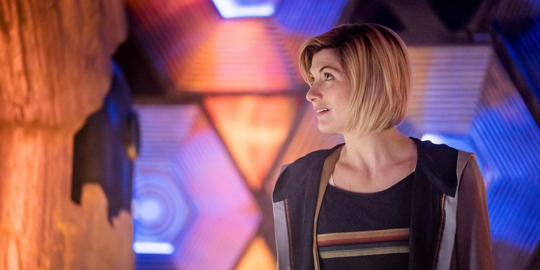 Thirteen stands in her new Tardis in Doctor Who.