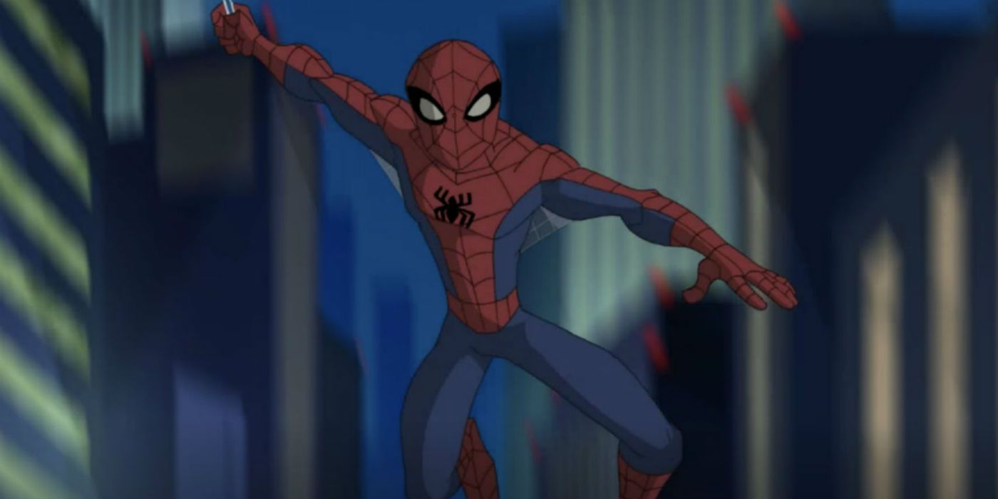 Spider-Man swings through the streets of New York in The Spectacular Spider-Man