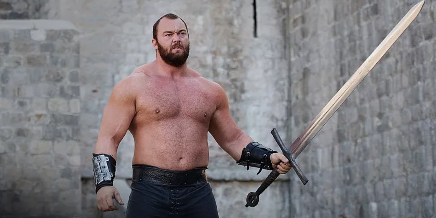 The Mountain wielding a sword in Game of Thrones.