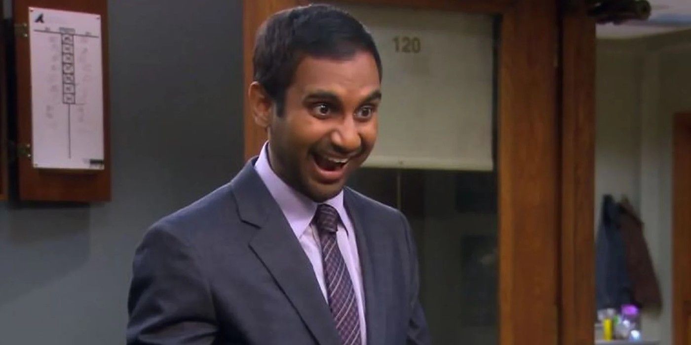 Tom Haverford looking extremely excited