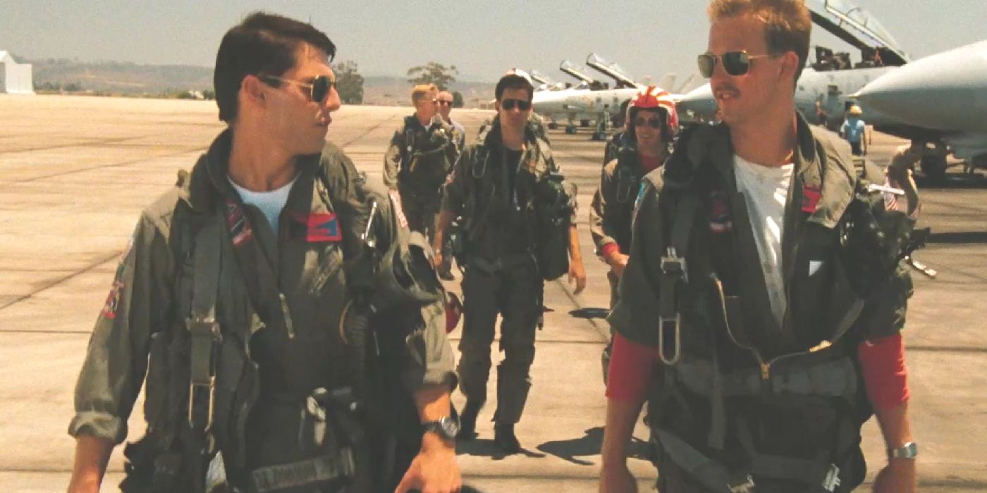 Maverick and Goose walking on the tarmac in Top Gun: Maverick