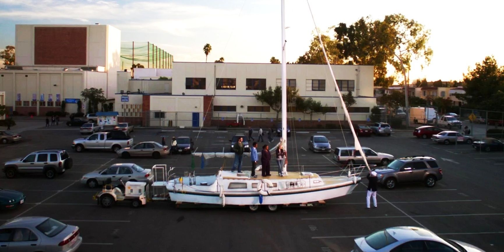 The study group standing on a boat in Community