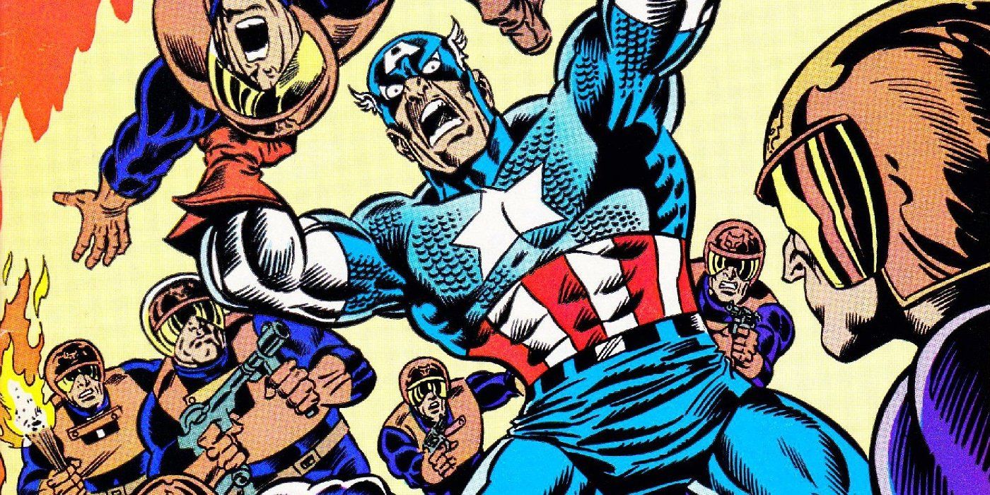 John Walker Captain America Going Berserk in panel from Marvel Comics