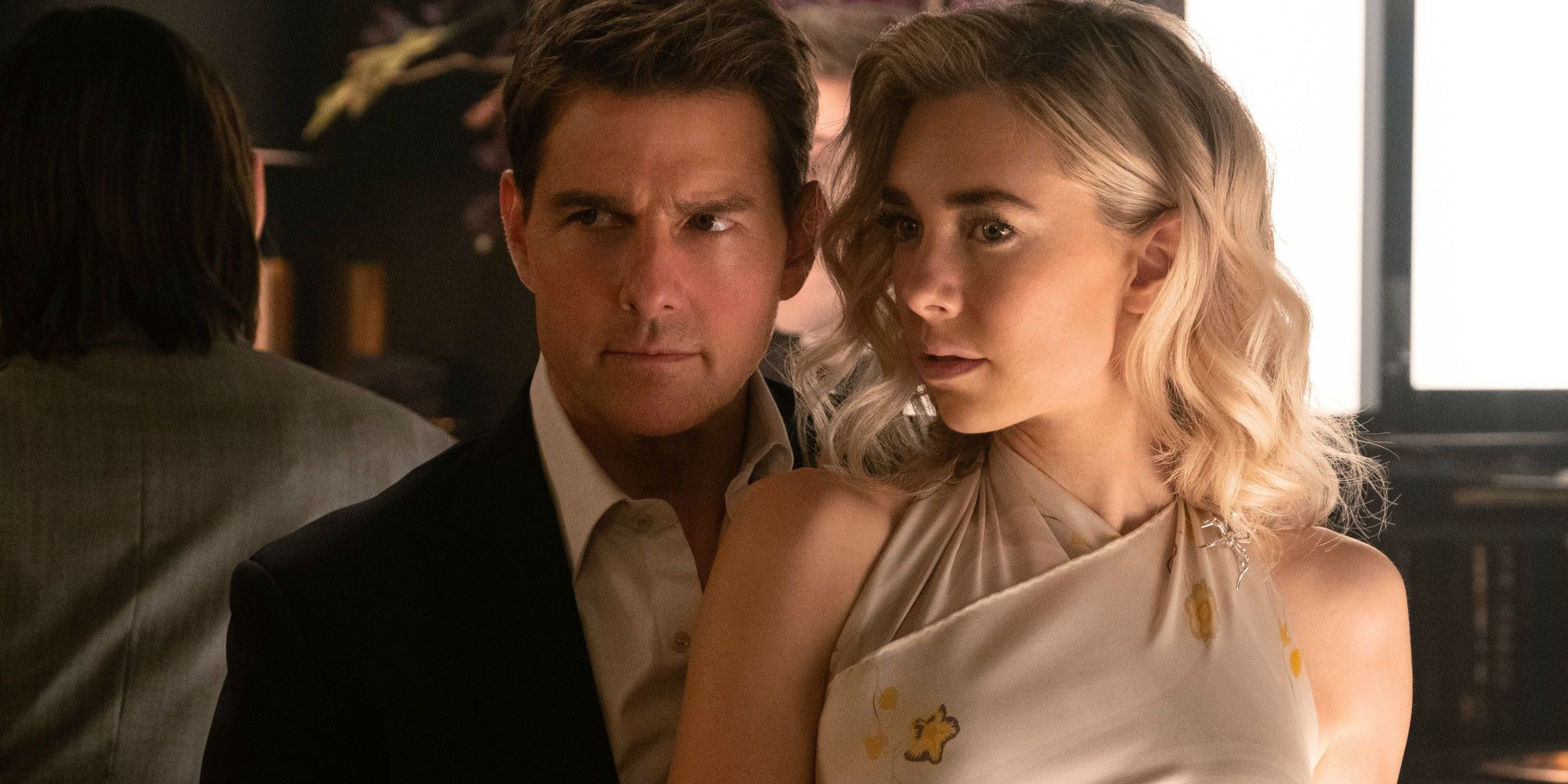 Ethan and the White Widow stand close in Mission Impossible Fallout.