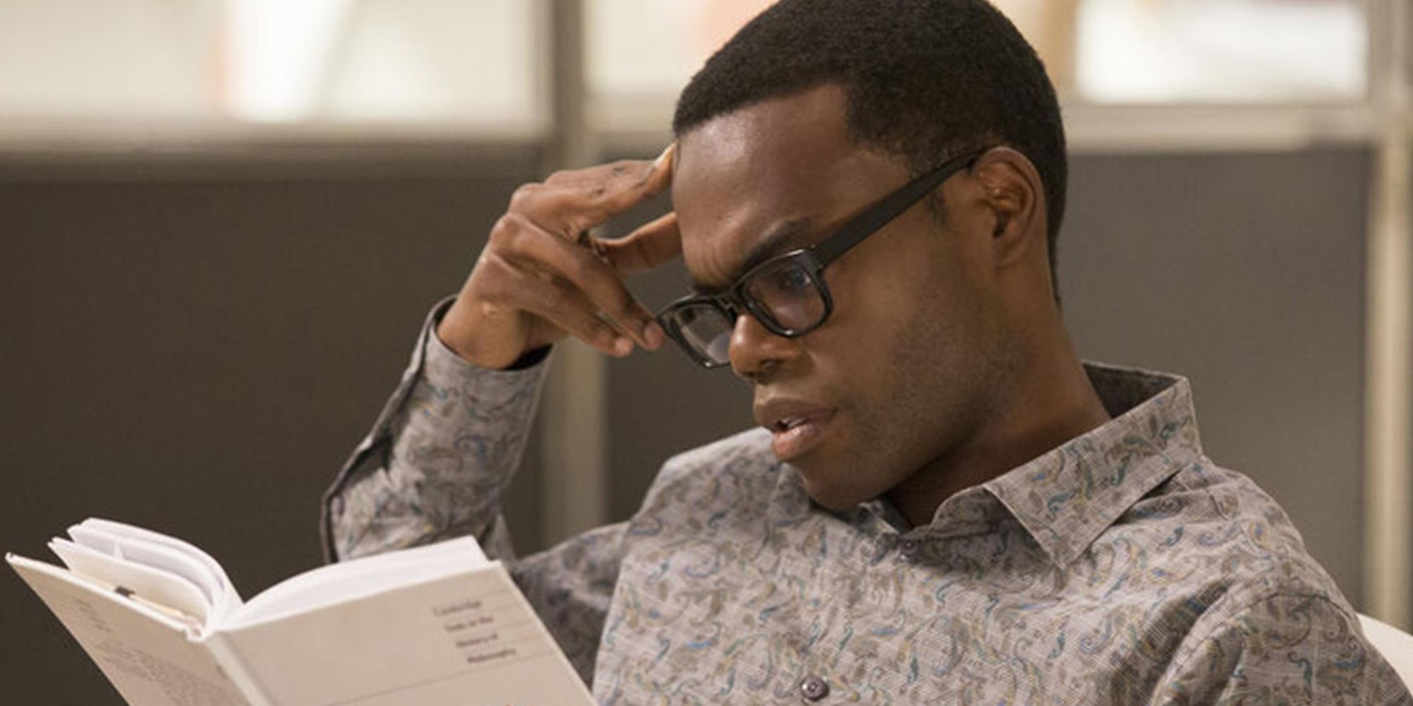 William Jackson Harper reading in The Good Place