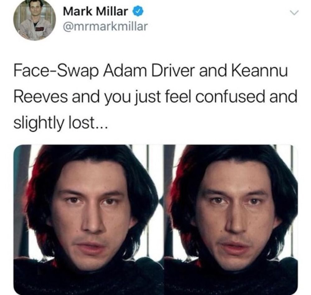 adam driver keanu reeves face swap meme