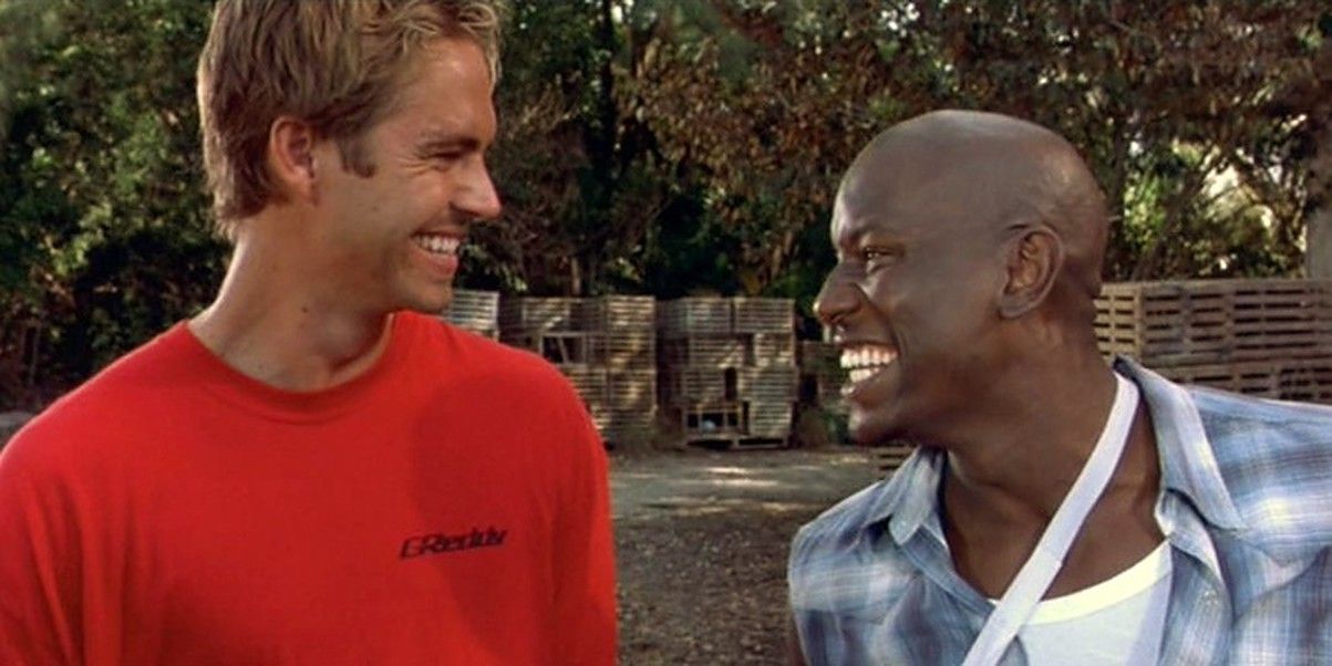 Brian and Roman have a laugh together in 2 Fast 2 Furious