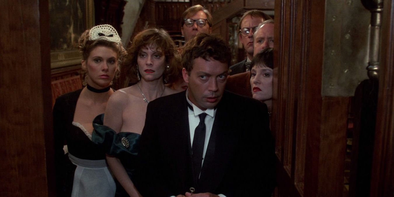 The cast of the movie Clue searches for the killer