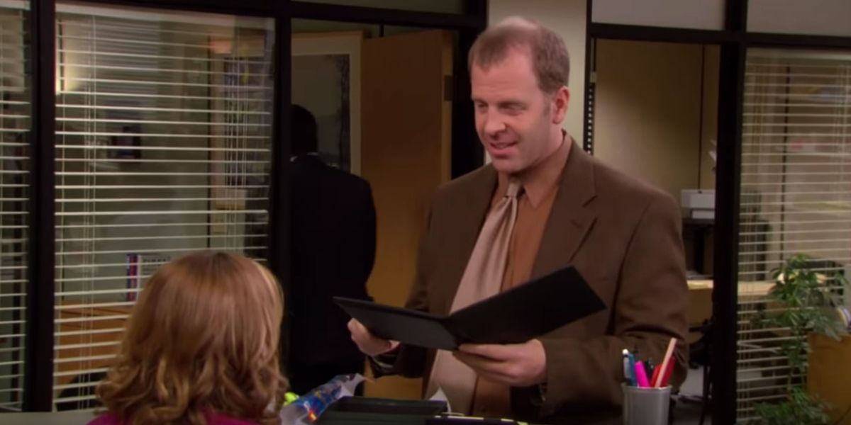 Pam gives Toby a gift on The Office