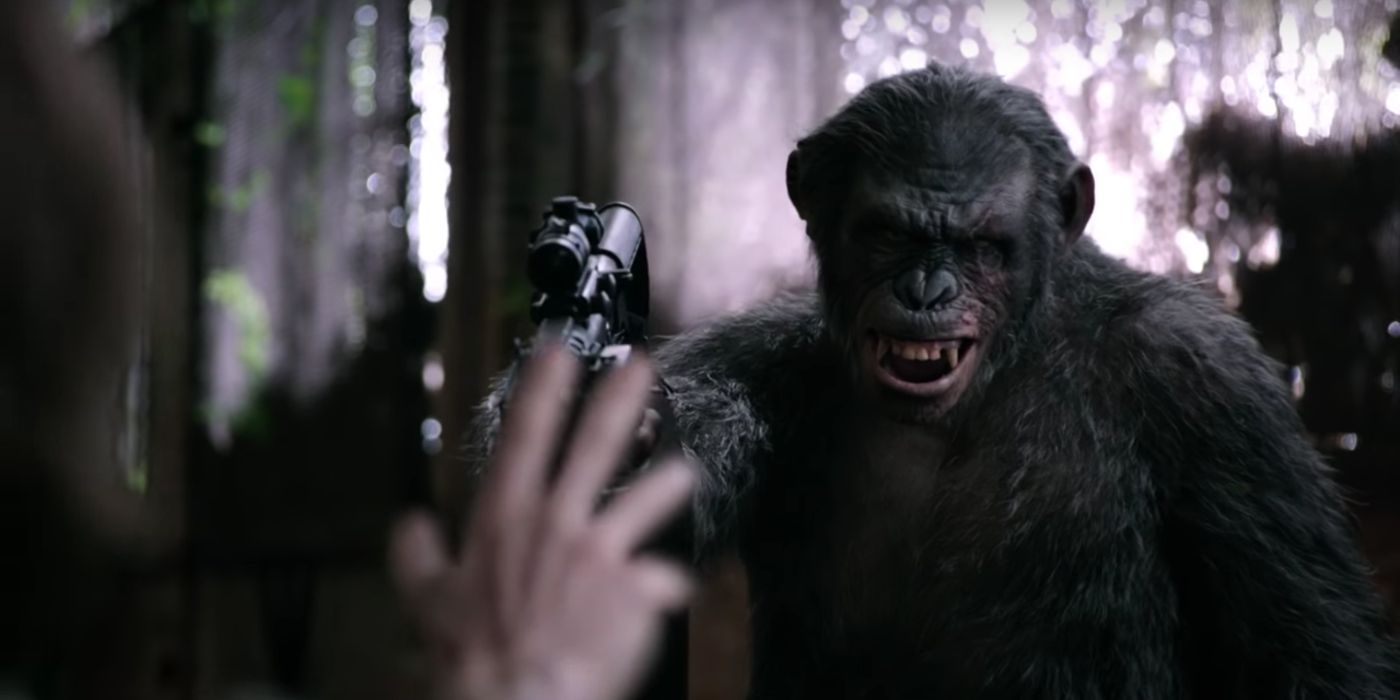 Dawn of the Planet of the Apes shows Koba with a gun.
