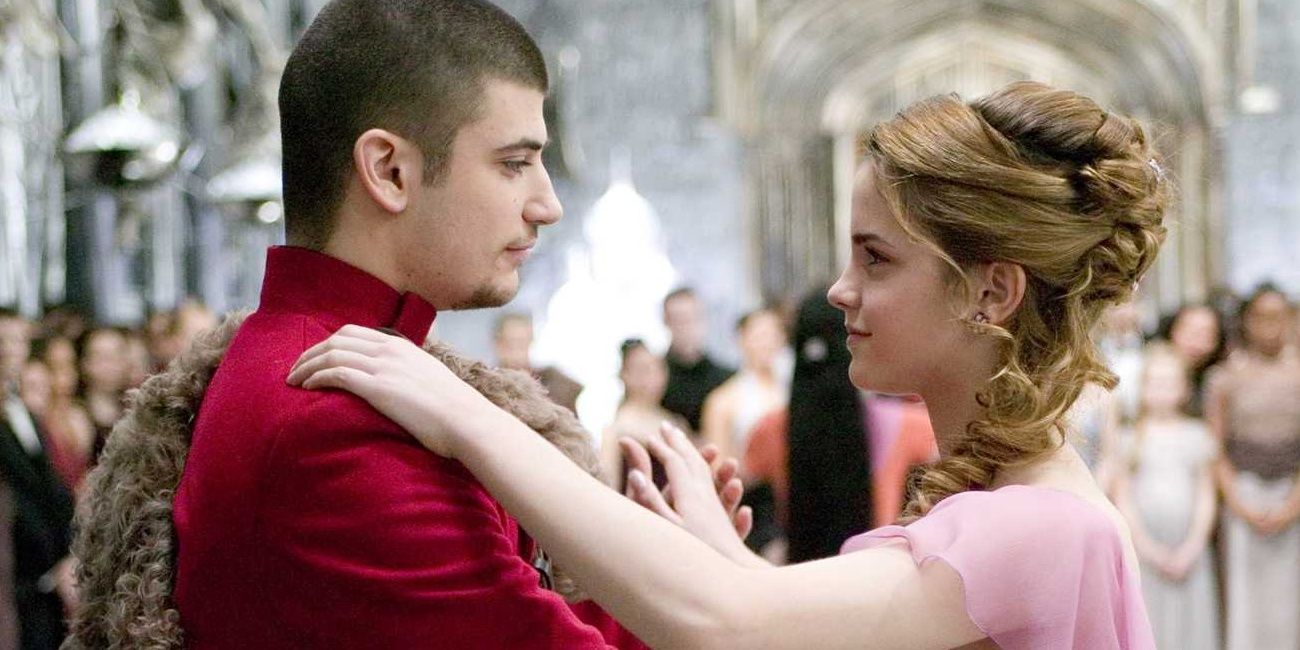 Hermione and Victor dance at teh Yule Ball in Harry Potter.