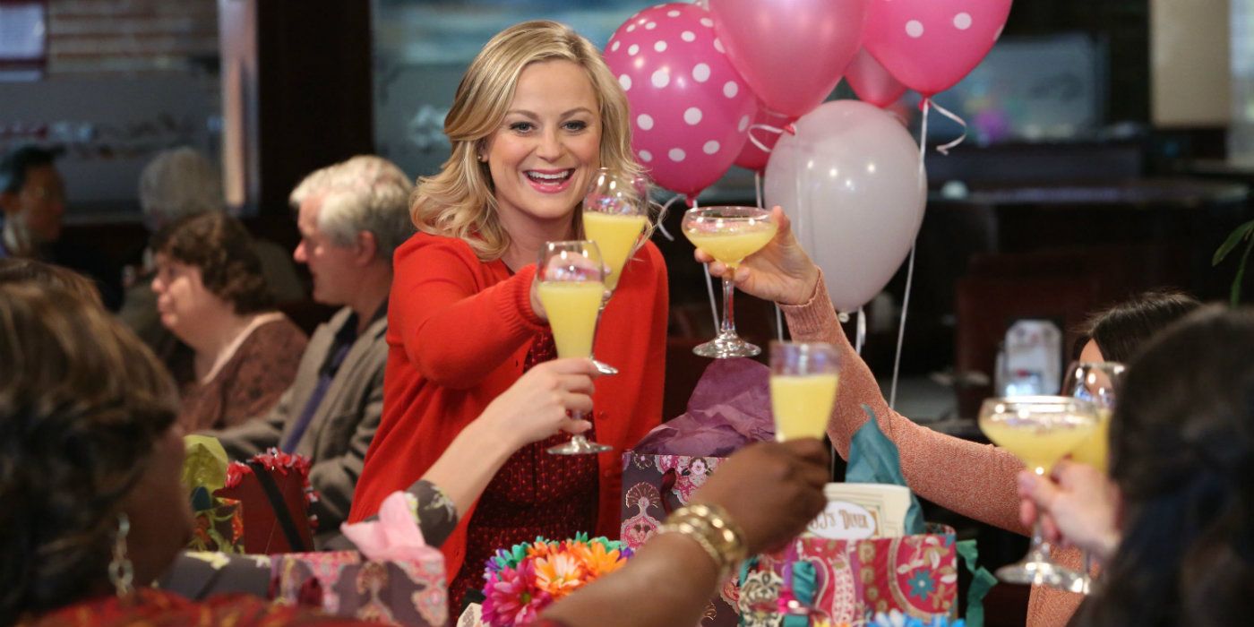 Leslie celebrating Galentine's Day on Parks and Recreation