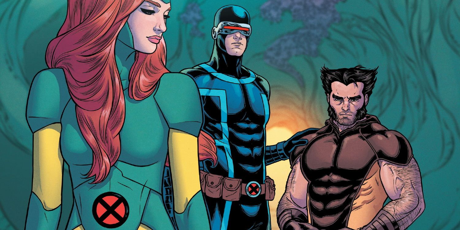 Jean Grey looks back at Cyclops and Wolverine in X-Men