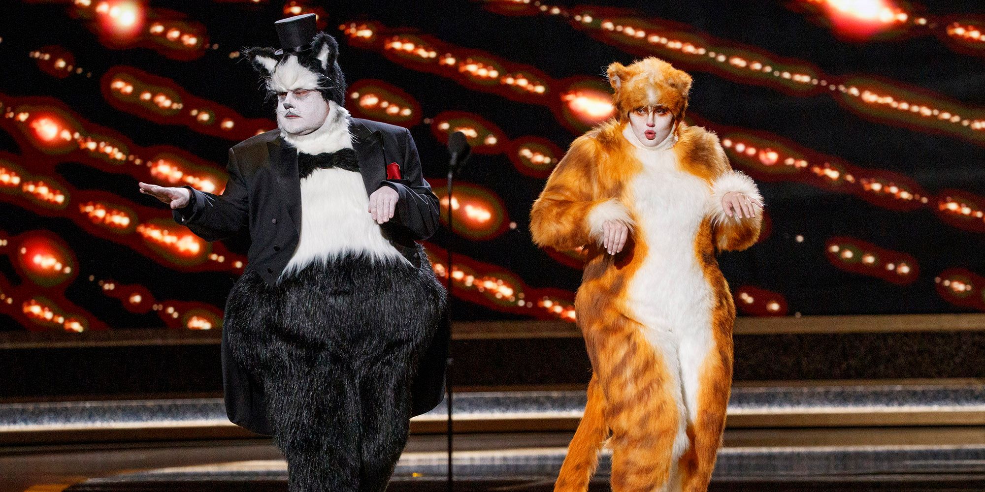 James Corden and Rebel Wilson as Cats at the Oscars