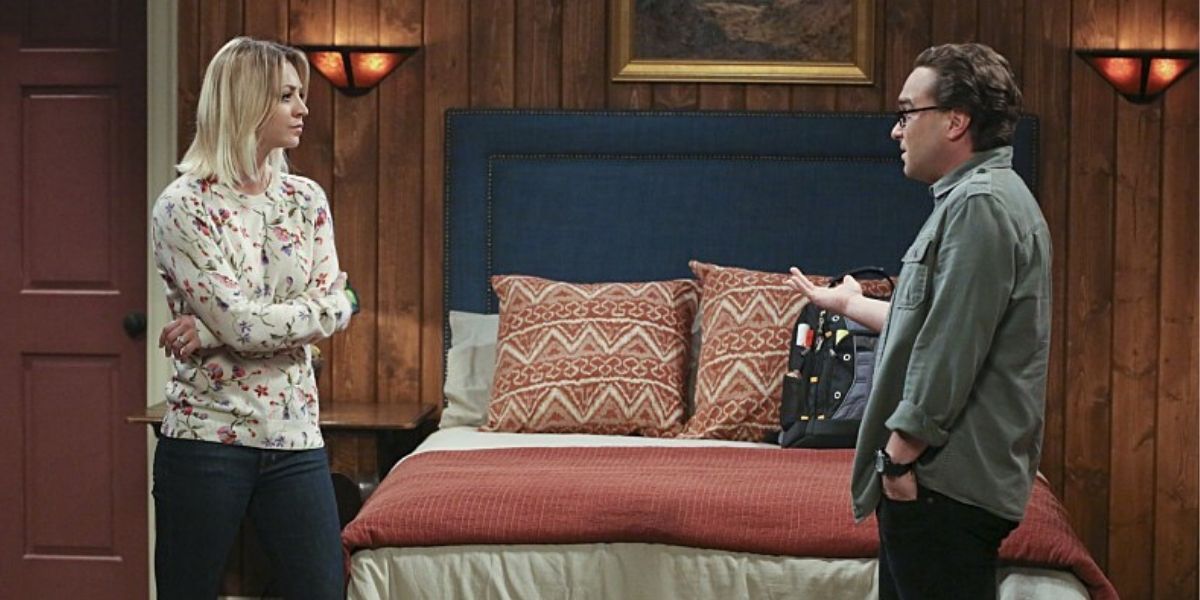Leonard and Penny argue at the cabin in The Big Bang Theory