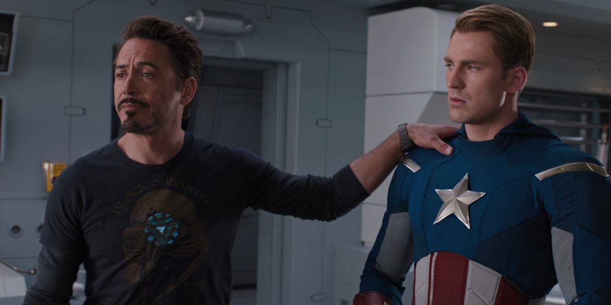 Tony places a hand on an angered Steve