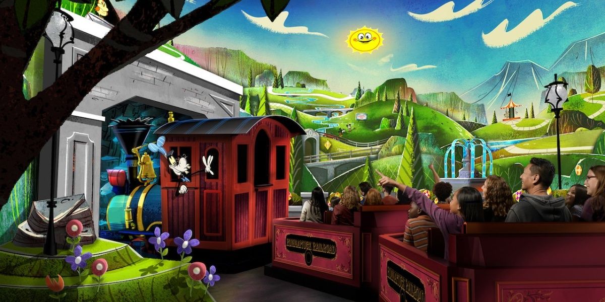 An animated scene from Mickey and Minnie's Runaway Railway.