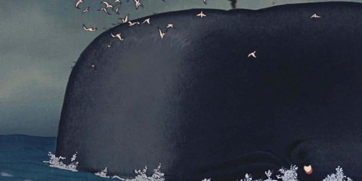 Monstro the whale swimming in Pinocchio