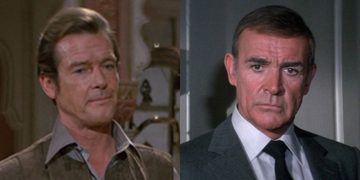 Roger Moore in Octopussy and Sean Connery in Never Say Never Again