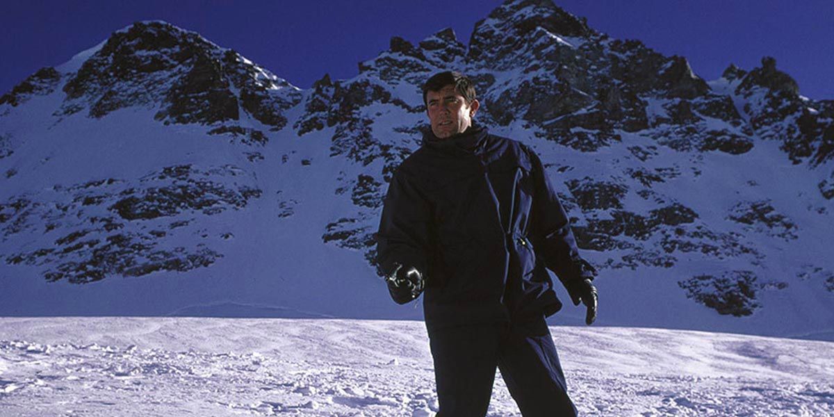 James Bond in the snow in On Her Majesty's Secret Service