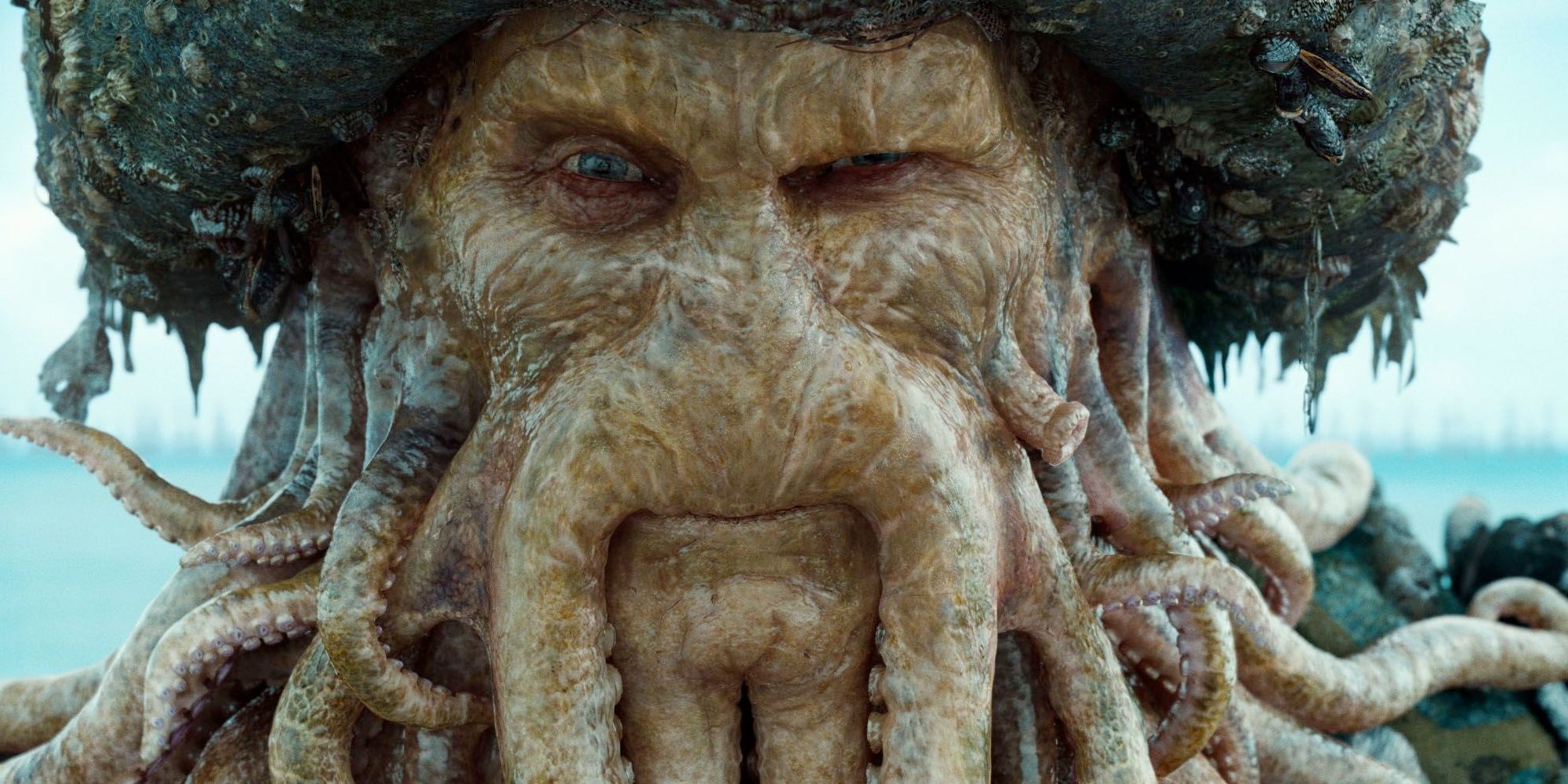 Close up of Davy Jones in Pirates of the Caribbean