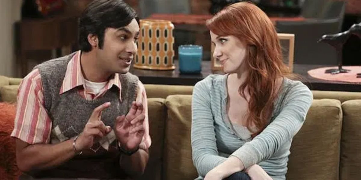 Raj and Emily talking in The Big Bang Theory