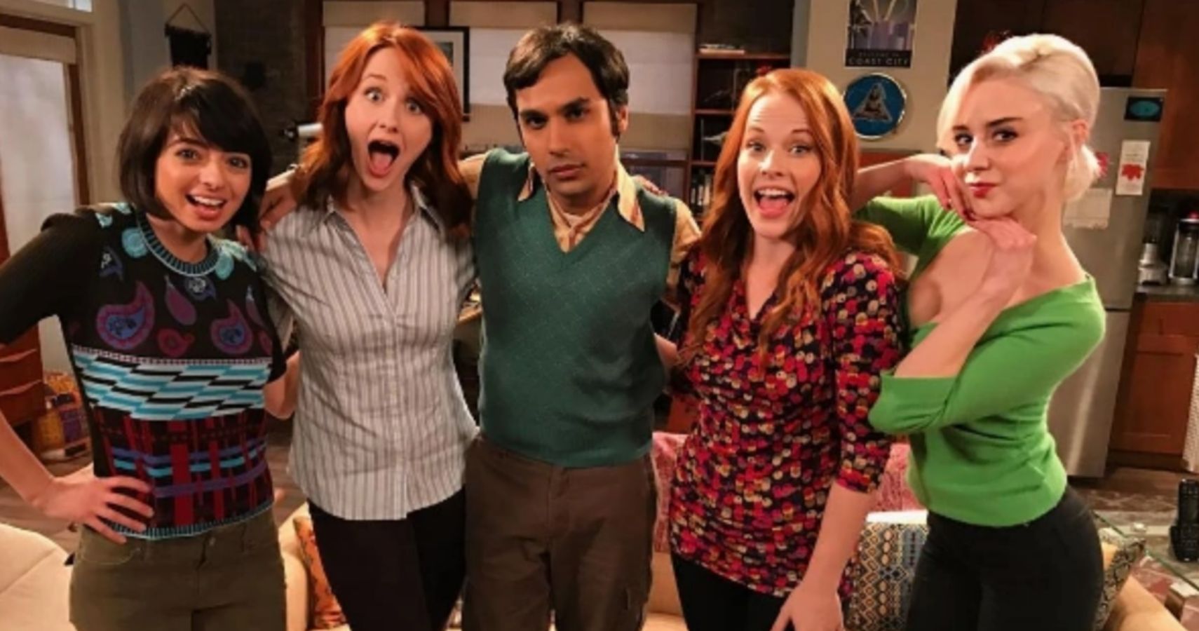 Raj with his girlfriends on The Big Bang Theory