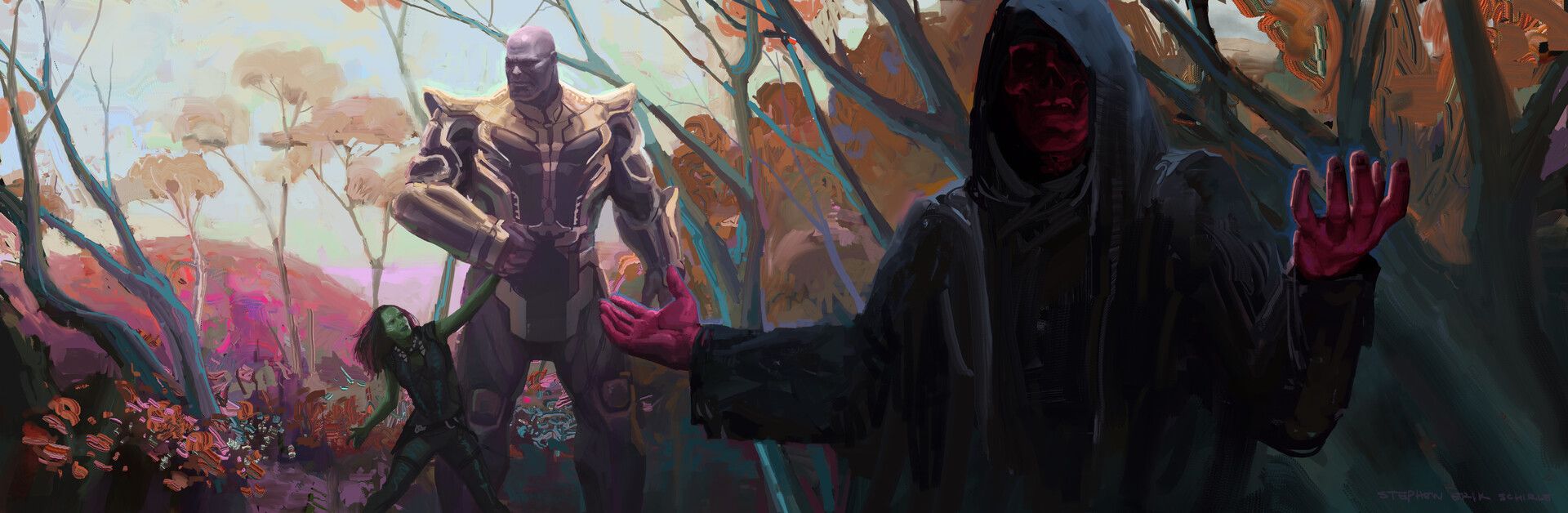 Avengers Infinity War Concept Art Thanos Gamora Red Skull